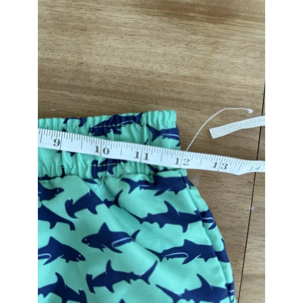 Original Penguin Boys Shark Print Swim Trunks‎ – Size 8 – Green Blue – Lined